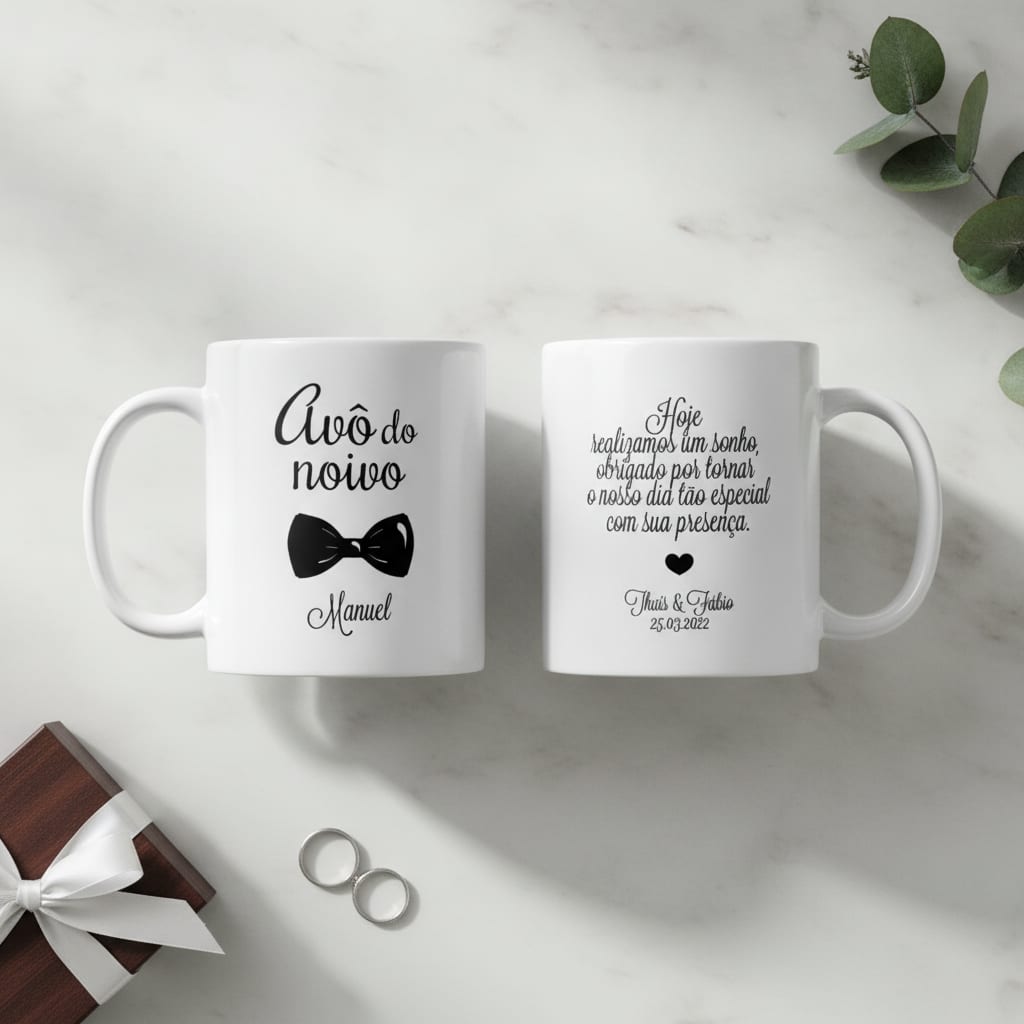 Kit Presente 2 Canecas Personalizadas Avó e Avô do Noivo