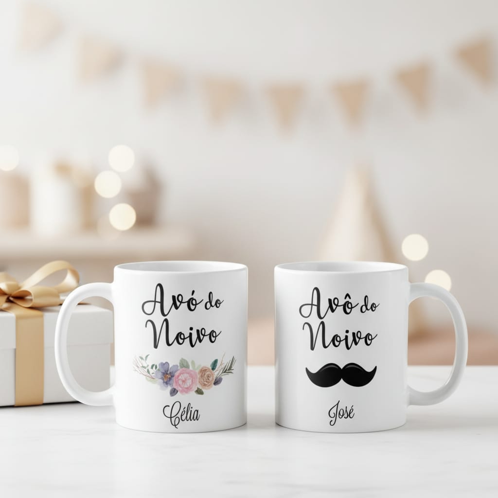 Kit Presente 2 Canecas Personalizadas Avó e Avô do Noivo - Casamento (Avó e Avô)
