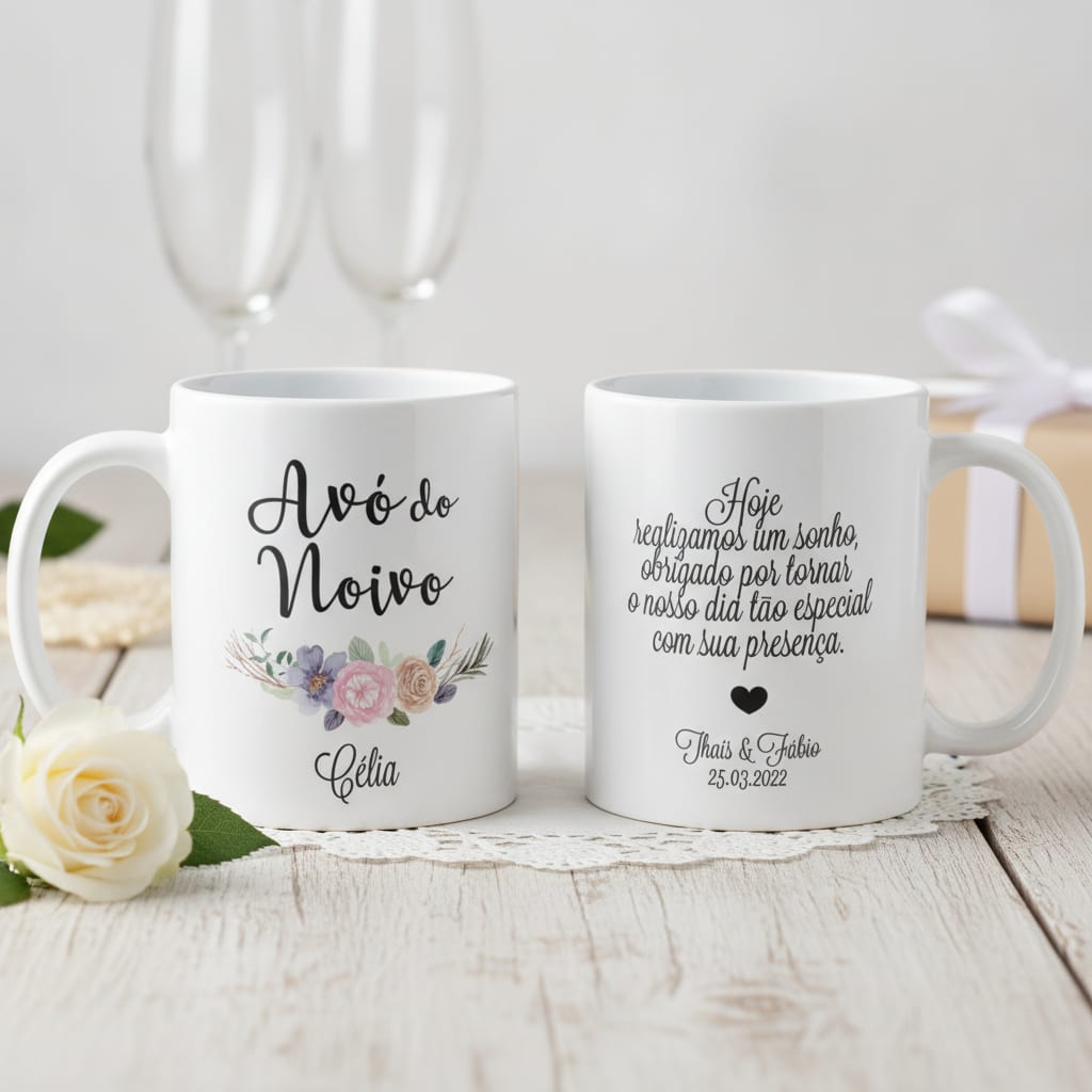 Kit Presente 2 Canecas Personalizadas Avó e Avô do Noivo