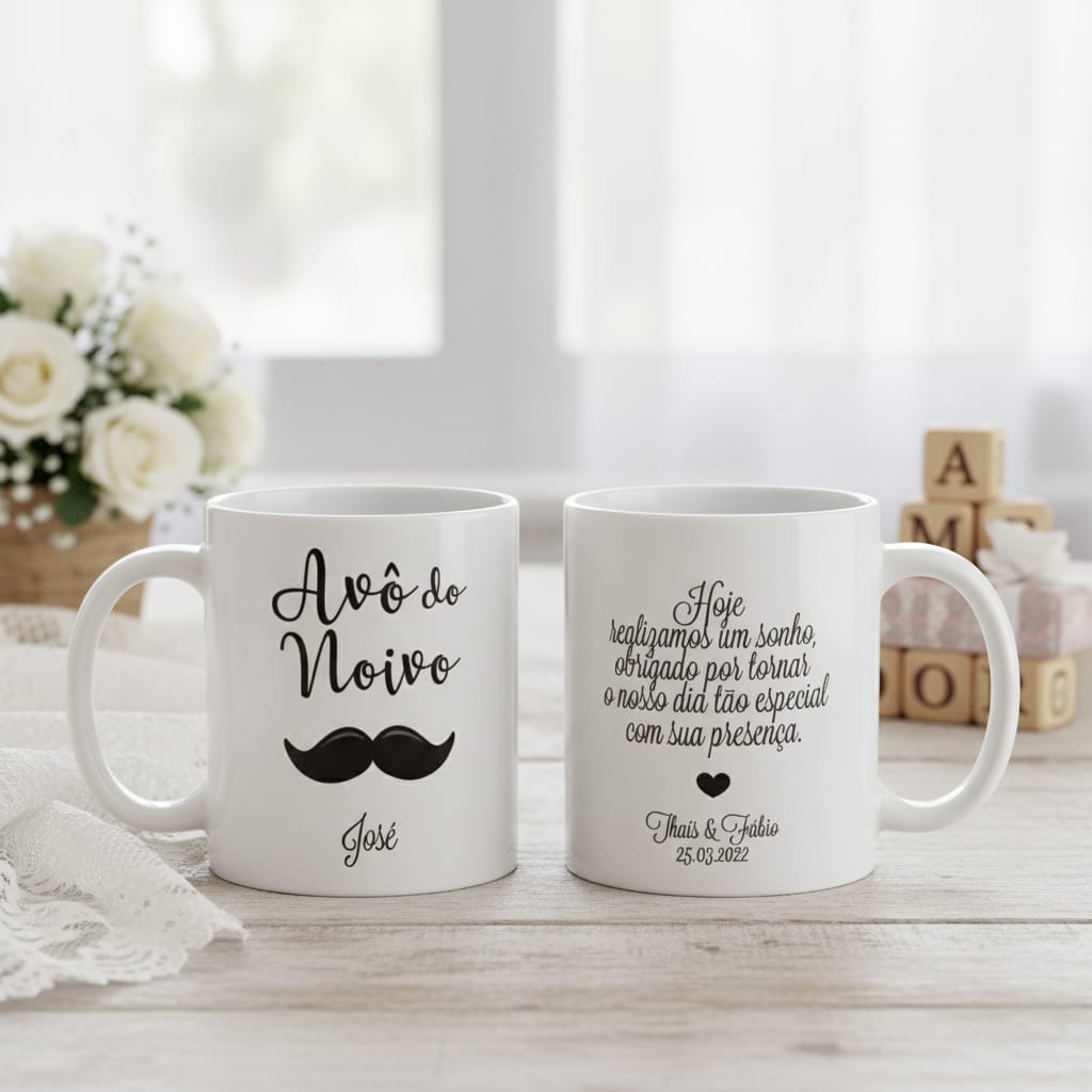 Kit Presente 2 Canecas Personalizadas Avó e Avô do Noivo