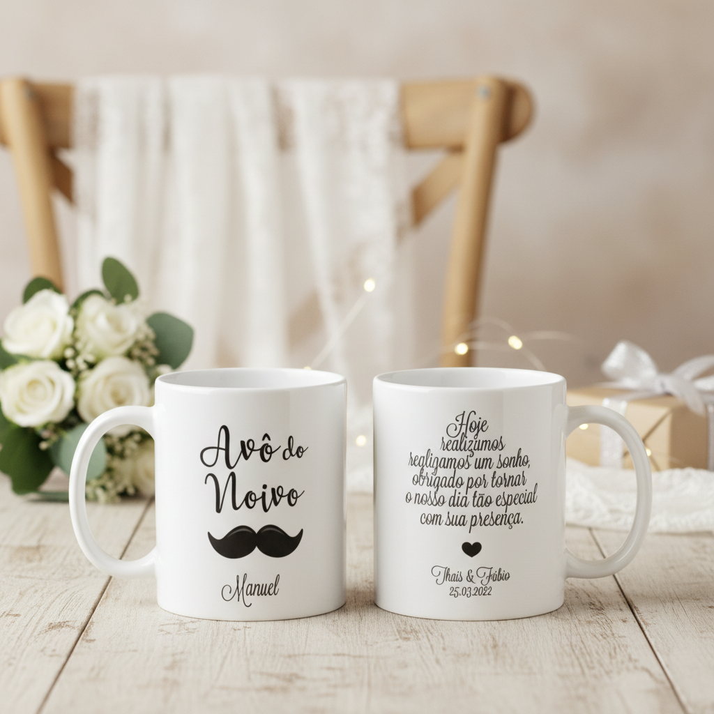 Kit Presente 2 Canecas Personalizadas Avôs Casamento Noivos