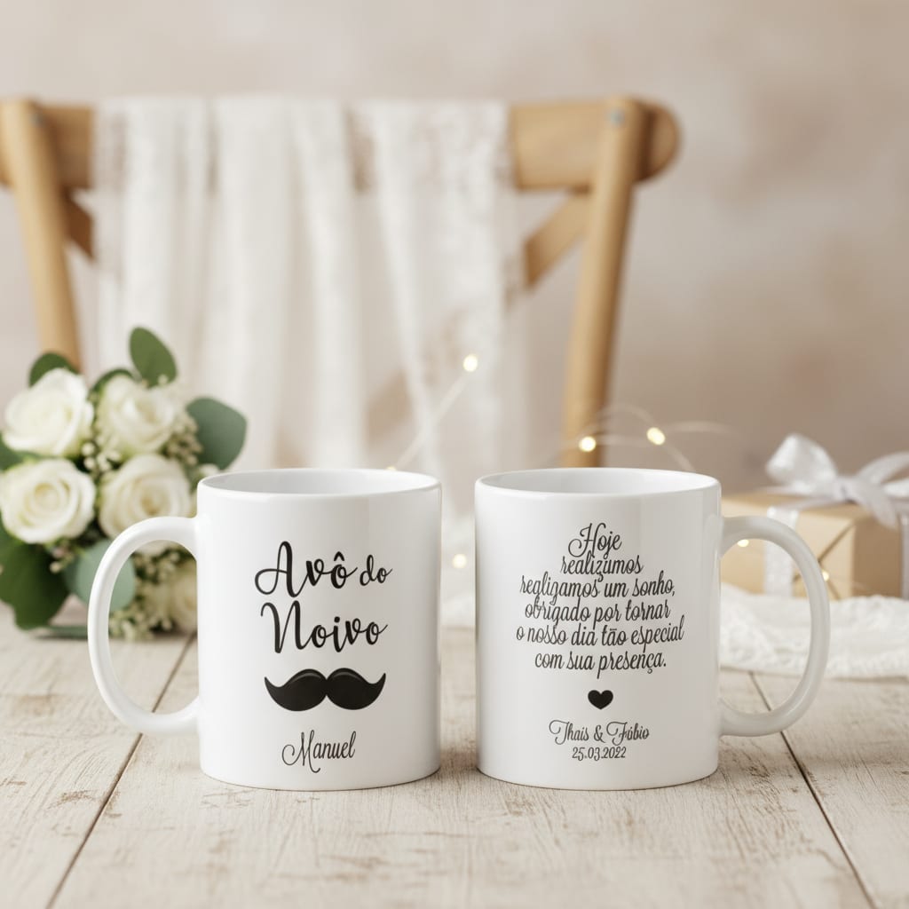 Kit Presente 2 Canecas Personalizadas Avôs Casamento Noivos