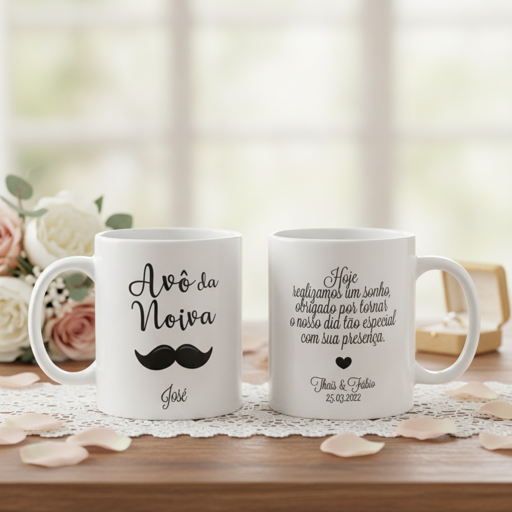 Kit Presente 2 Canecas Personalizadas Avôs Casamento Noivos