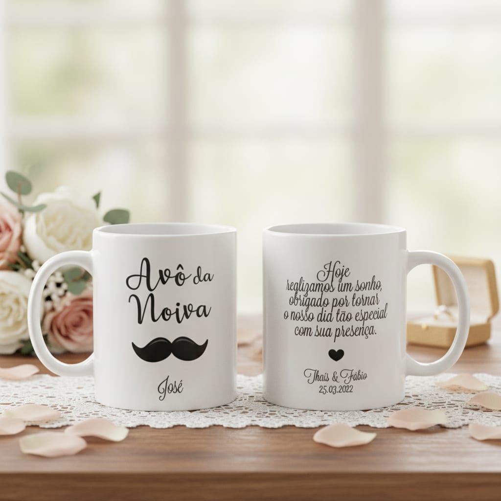 Kit Presente 2 Canecas Personalizadas Avôs Casamento Noivos