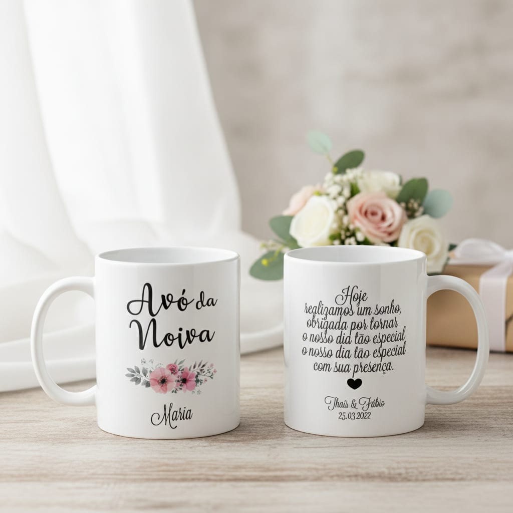 Kit Presente 2 Canecas Personalizadas Avós dos Noivos