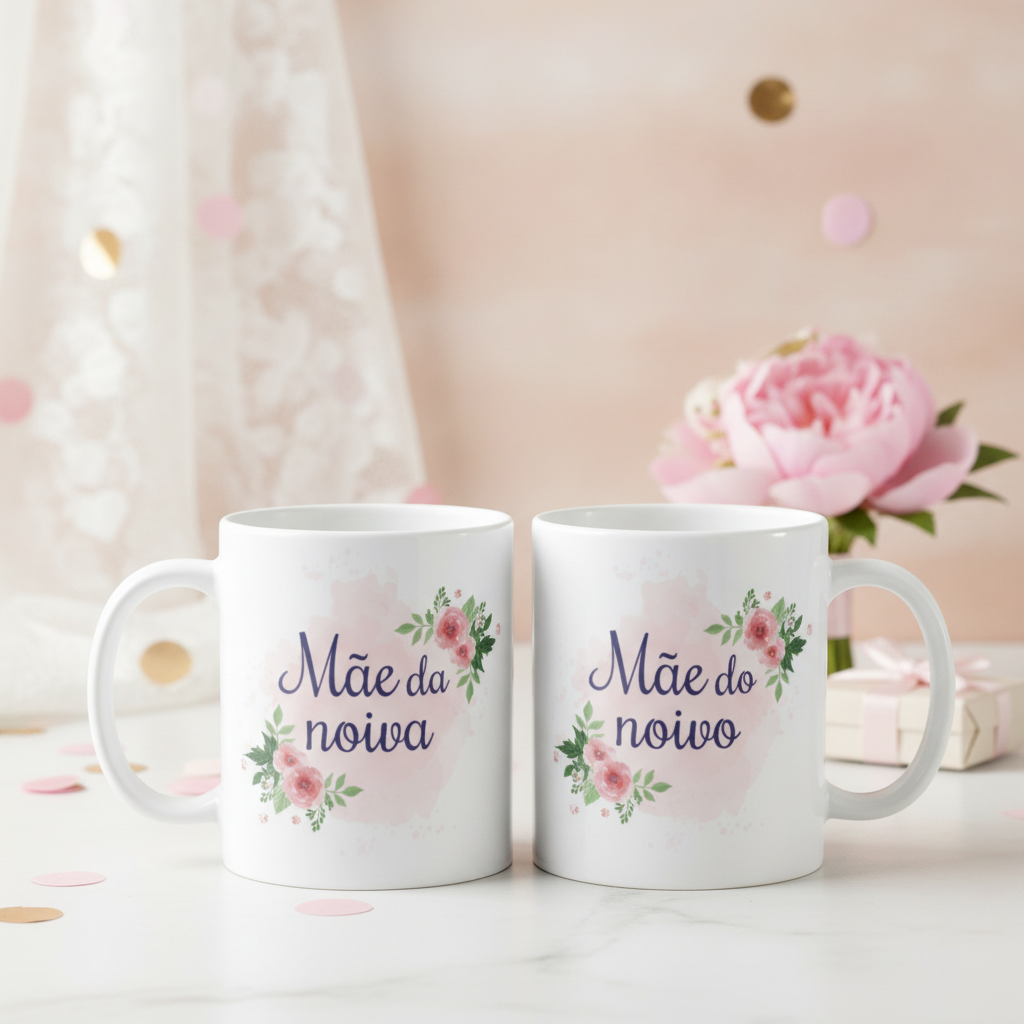 Kit Presente 2 Canecas Personalizadas Mãe Dos Noivos - Casamento (Mãe)