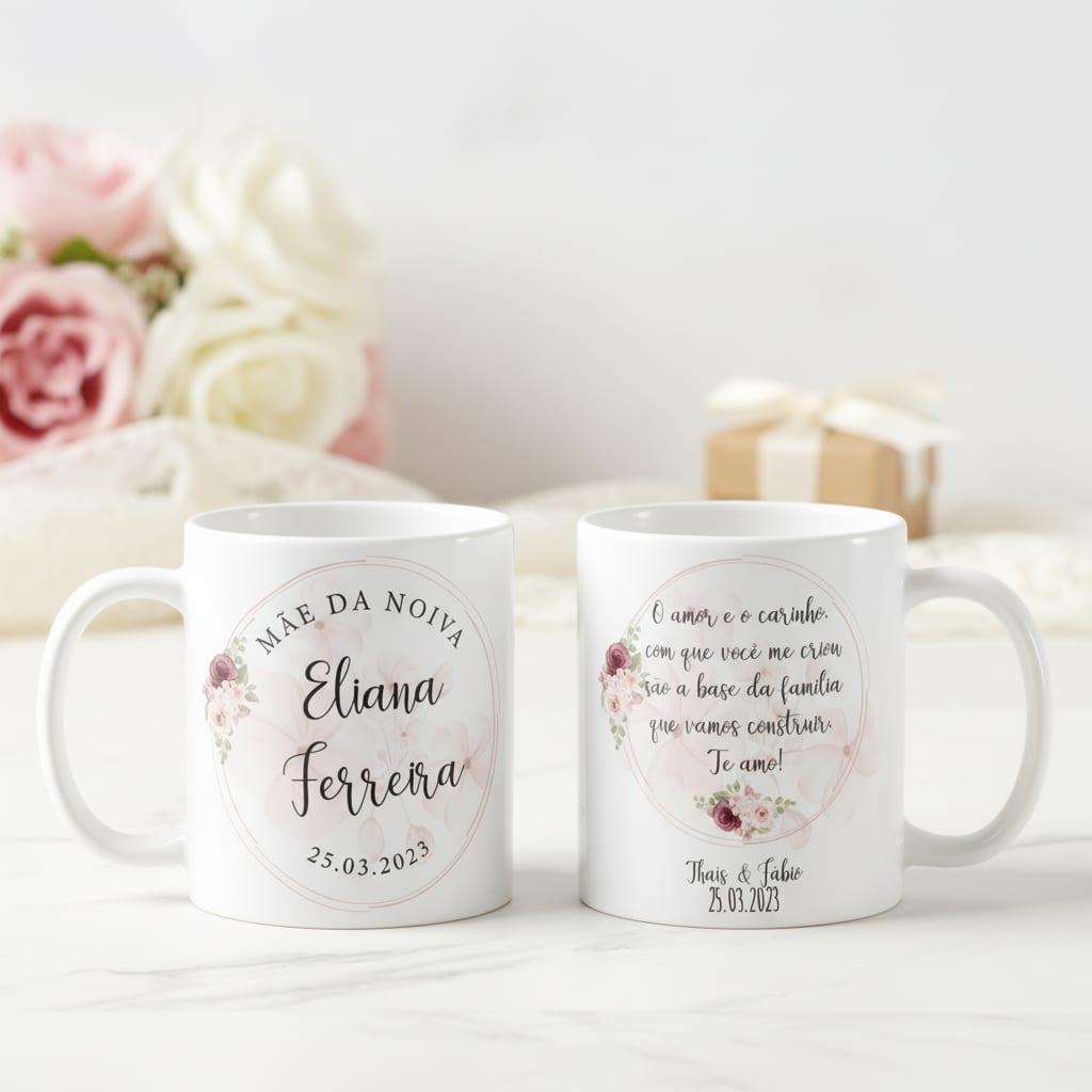Kit Presente 2 Canecas Personalizadas Pai e Mãe da Noiva