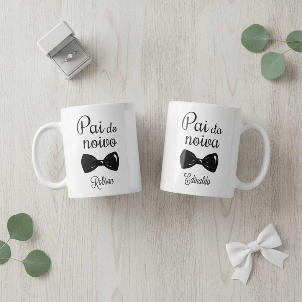 Kit Presente 2 Canecas Personalizadas Pais Casamento - Casamento (Noivos)