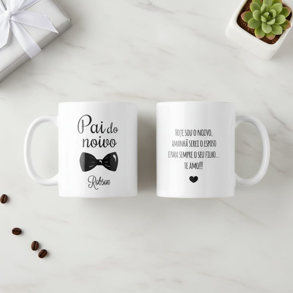 Kit Presente 2 Canecas Personalizadas Pais Casamento