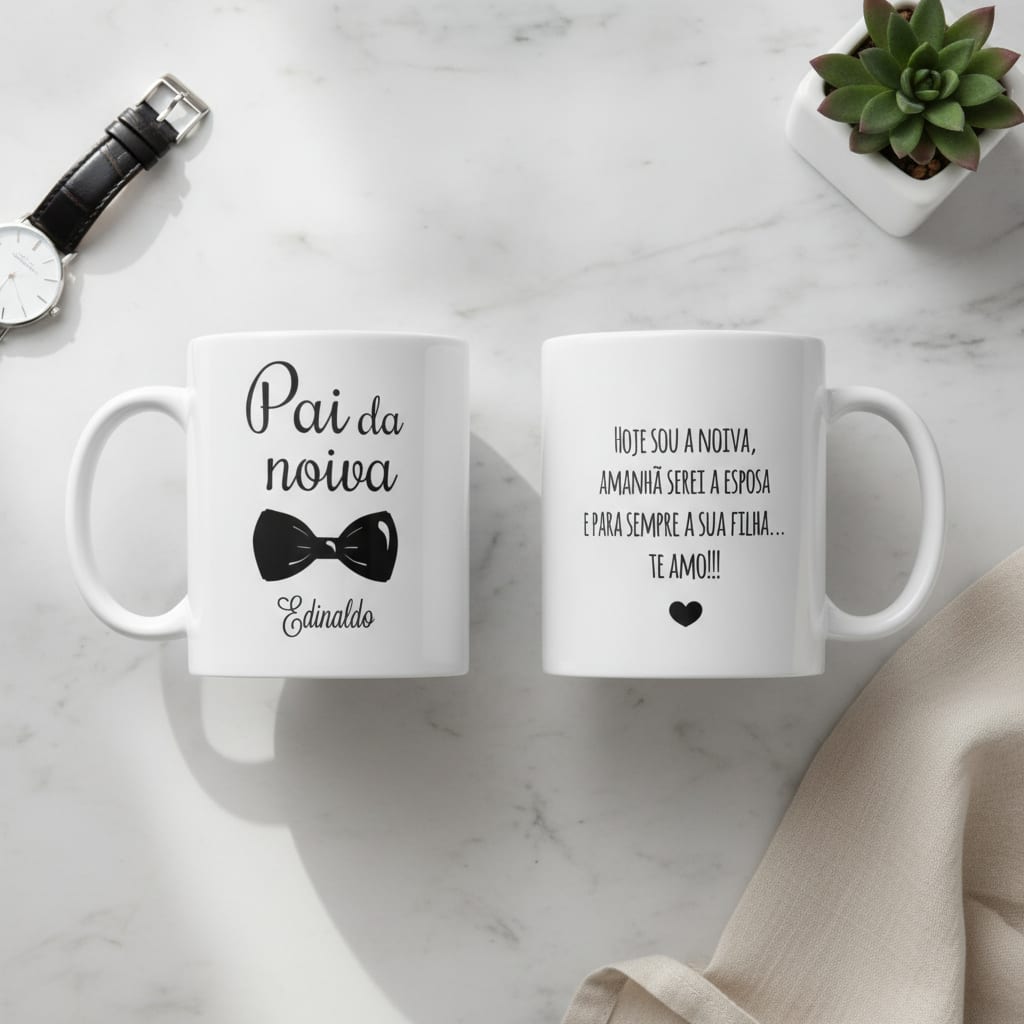 Kit Presente 2 Canecas Personalizadas Pais Casamento