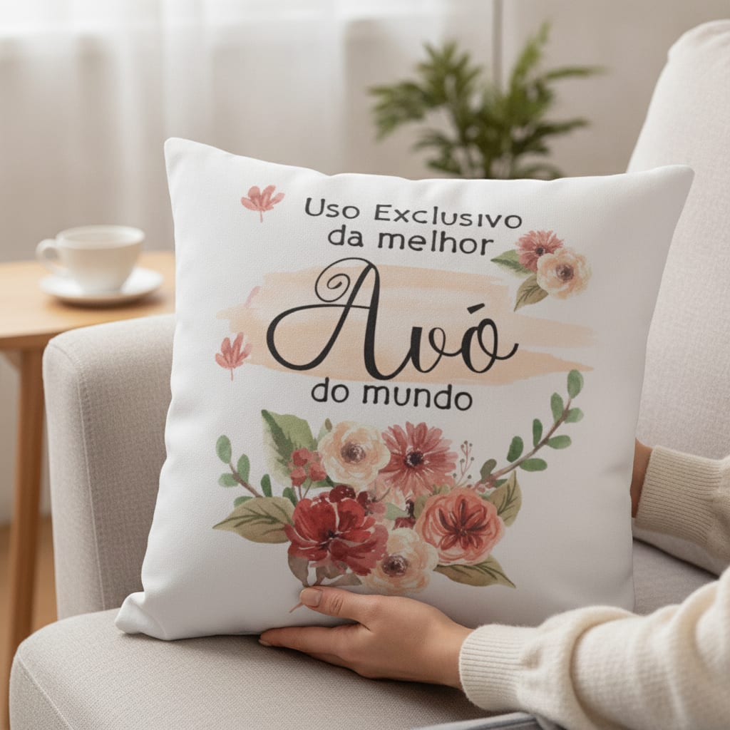 Kit Presente Almofada e Caneca Garrafa Avó -dia das Mães