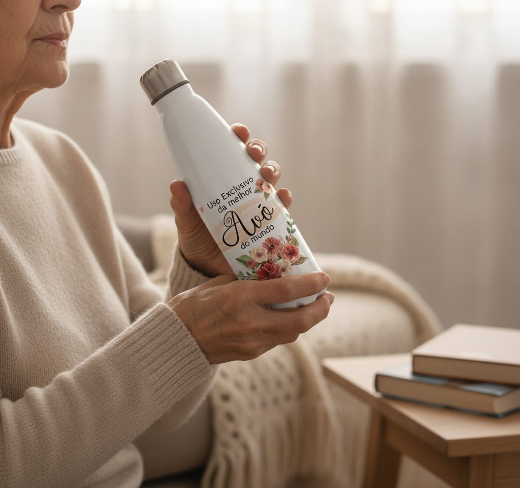 Kit Presente Almofada e Caneca Garrafa Avó -dia das Mães