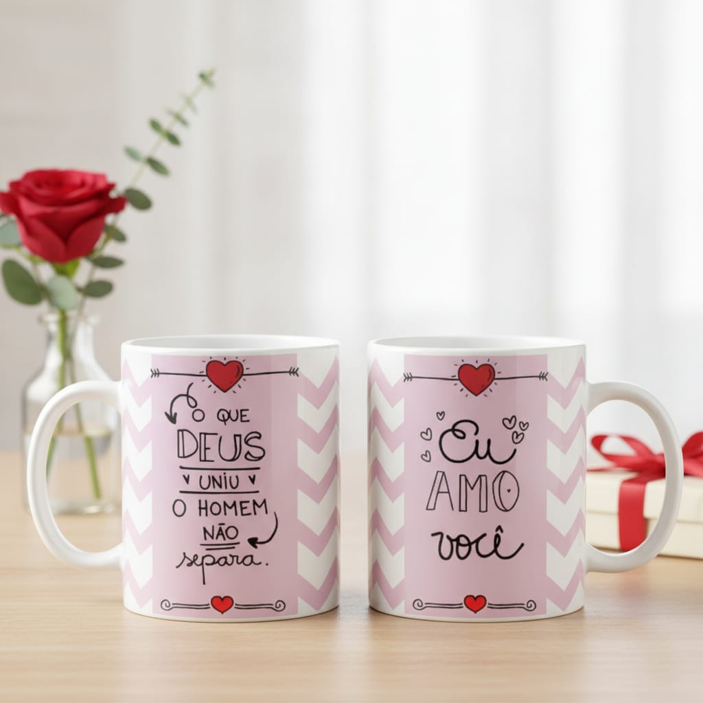 Kit Presente Almofada e Caneca para Namorada - Deus Uniu