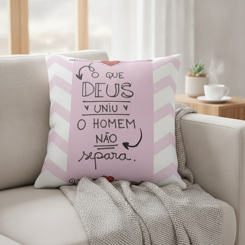 Kit Presente Almofada e Caneca para Namorada - Deus Uniu