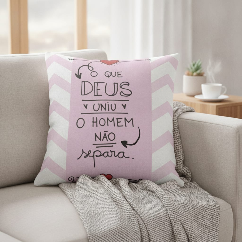 Kit Presente Almofada e Caneca para Namorada - Deus Uniu
