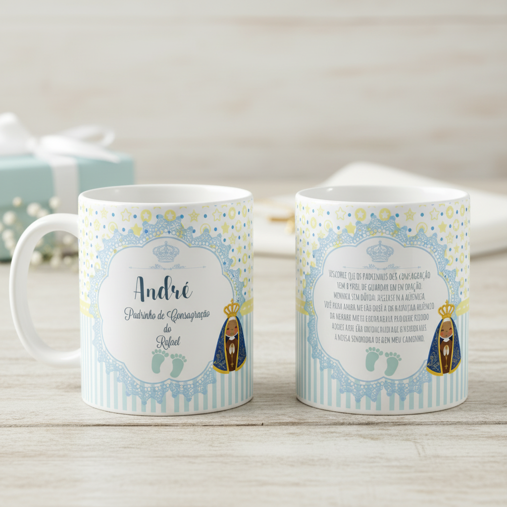 Kit Presente Batizado Padrinhos De Consagração Com Nomes - Batizado (Padrinhos e Madrinha)