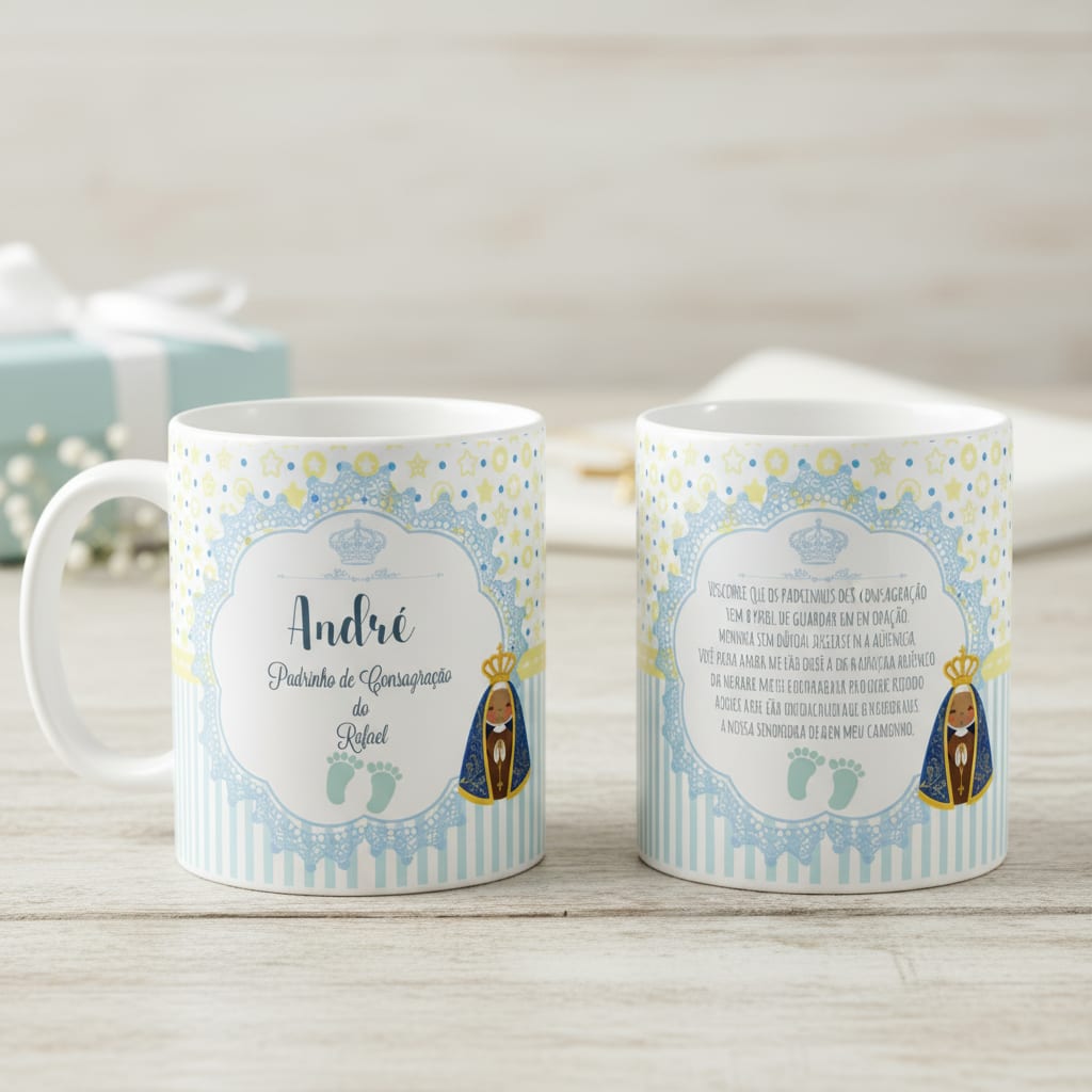 Kit Presente Batizado Padrinhos De Consagração Com Nomes - Batizado (Padrinhos e Madrinha)