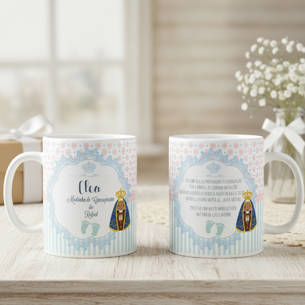 Kit Presente Batizado Padrinhos De Consagração Com Nomes