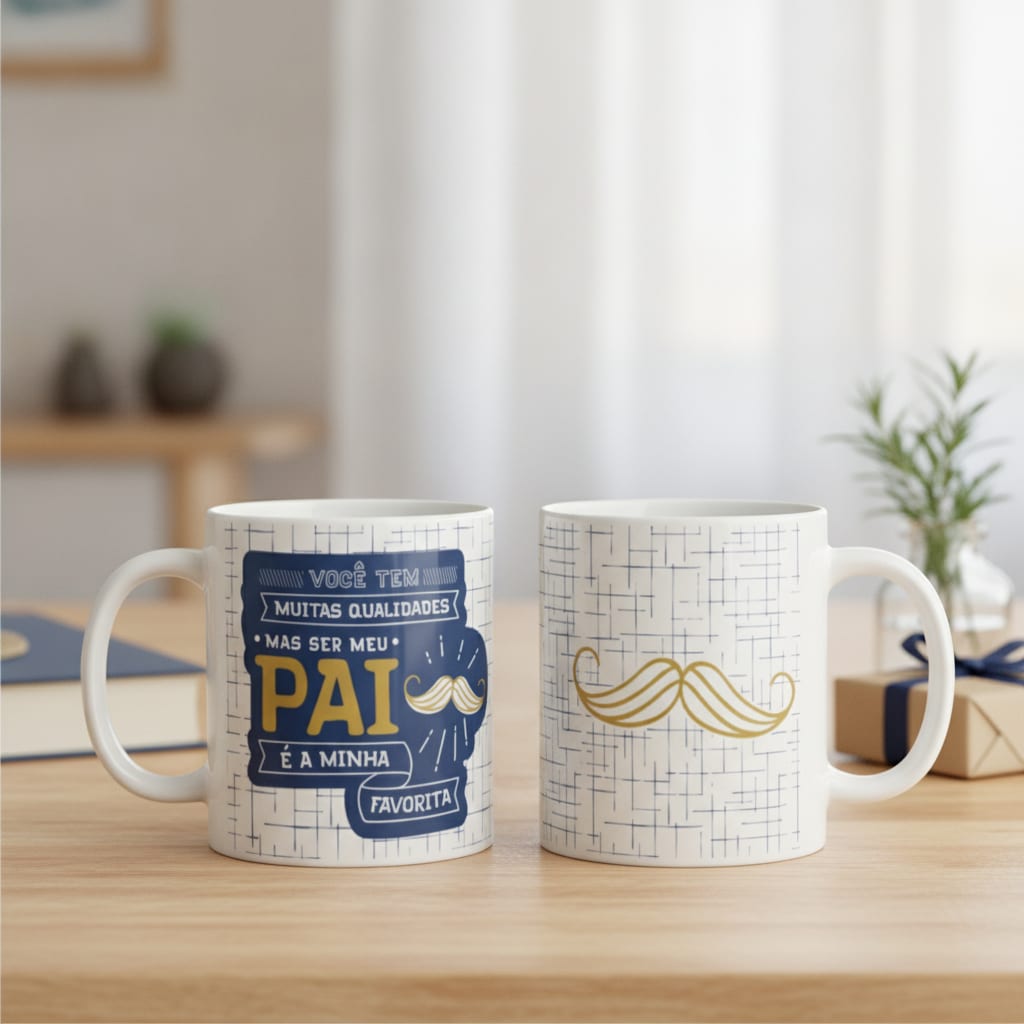 Kit Presente Caneca E Almofada Qualidades - Dia Dos Pais