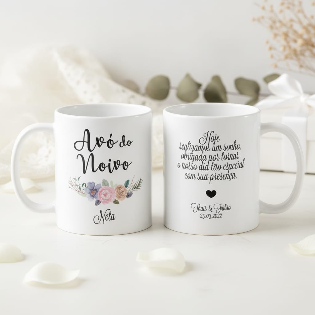 Kit Presente Casamento 2 Canecas Avós dos Noivos