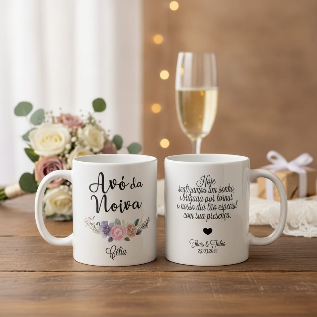Kit Presente Casamento 2 Canecas Avós dos Noivos