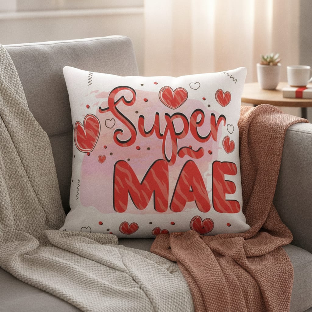 Kit Presente Criativo para Mãe Almofada e Caneca Super Mãe