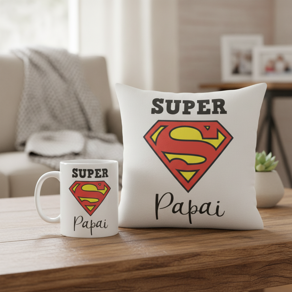 Kit Presente Criativo Personalizado Com Frase Super Papai - Família (Pai)