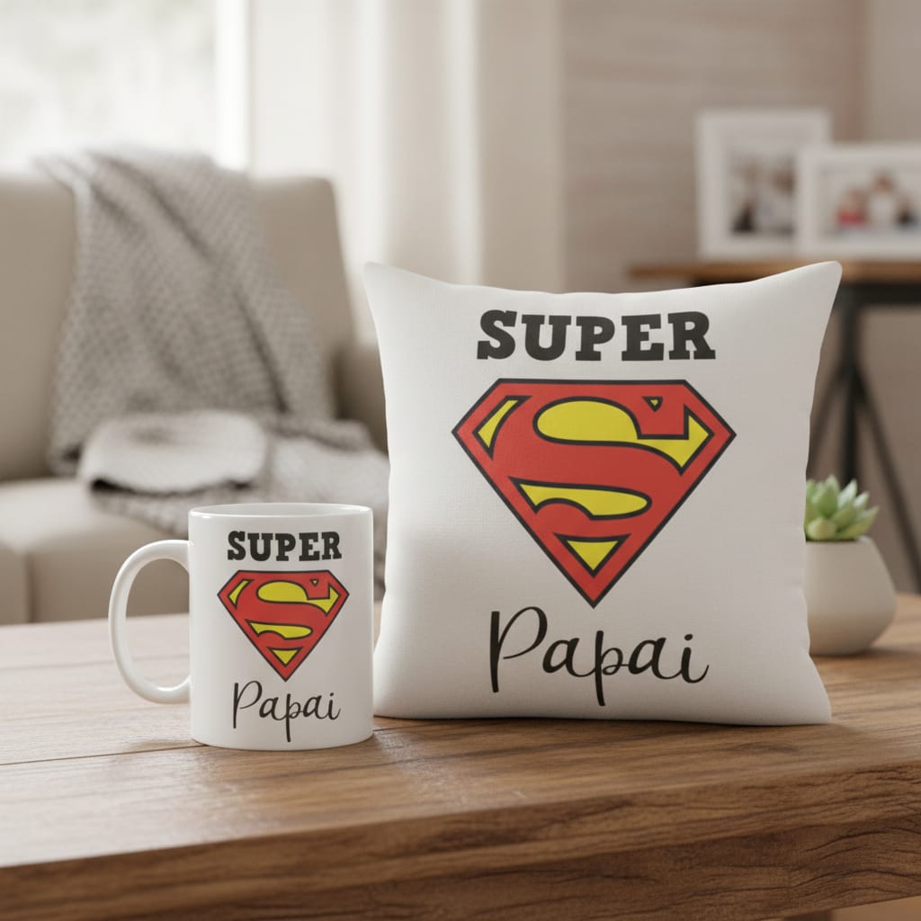 Kit Presente Criativo Personalizado Com Frase Super Papai - Família (Pai)