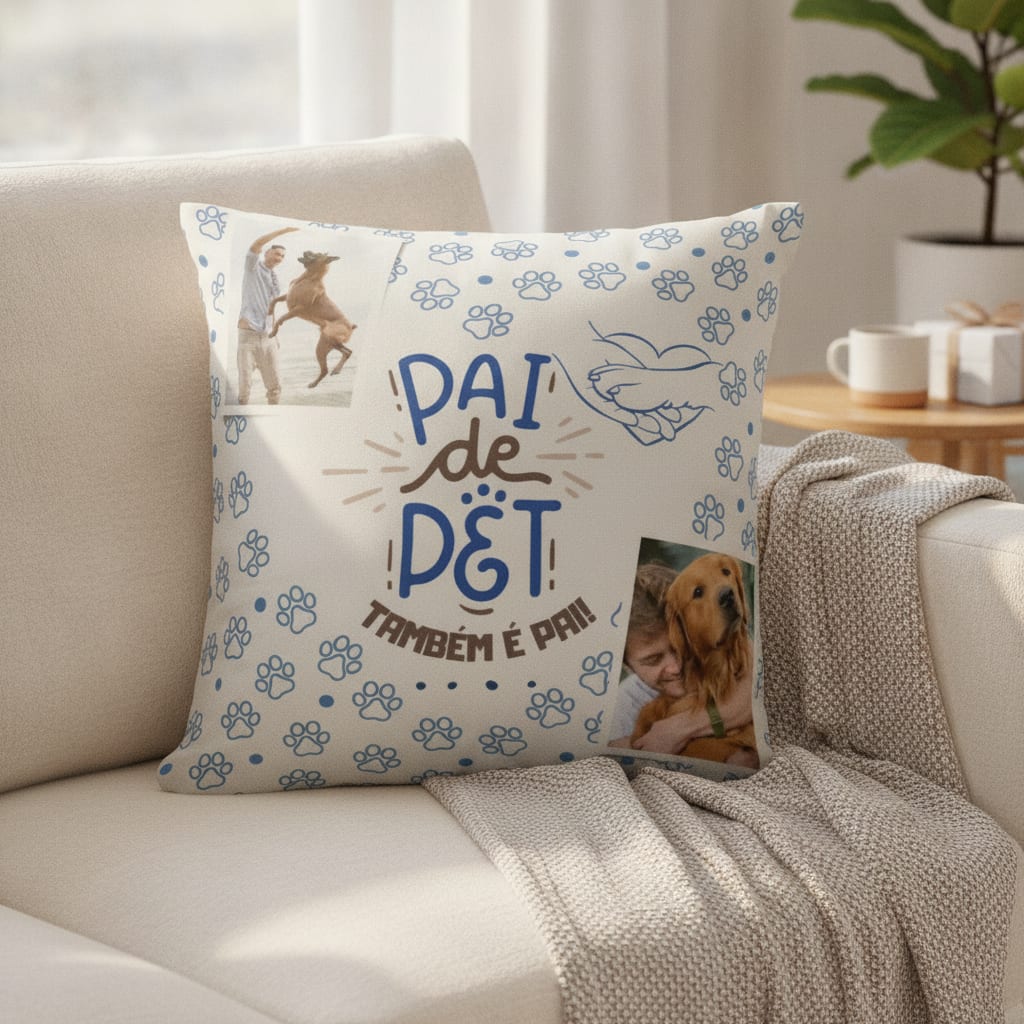 Kit Presente Dia dos Pais Caneca e Almofada Pai de Pet