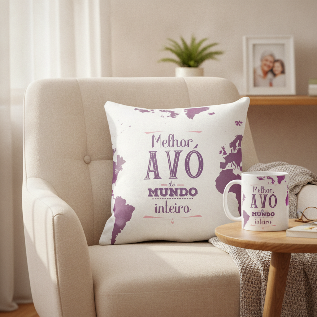 Kit Presente para o Dia dos Pais Melhor Avó do Mundo Inteiro - Família (Avó/Avô)