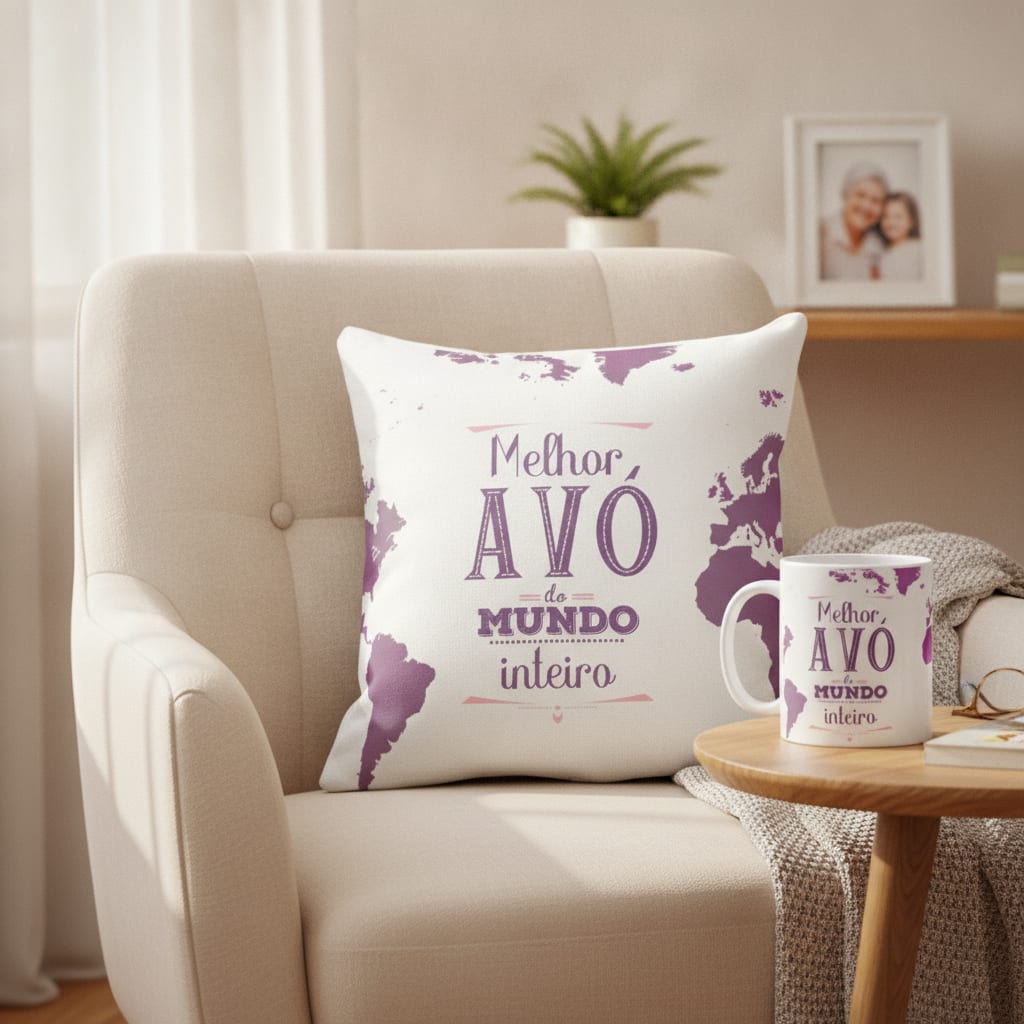 Kit Presente para o Dia dos Pais Melhor Avó do Mundo Inteiro - Família (Avó)