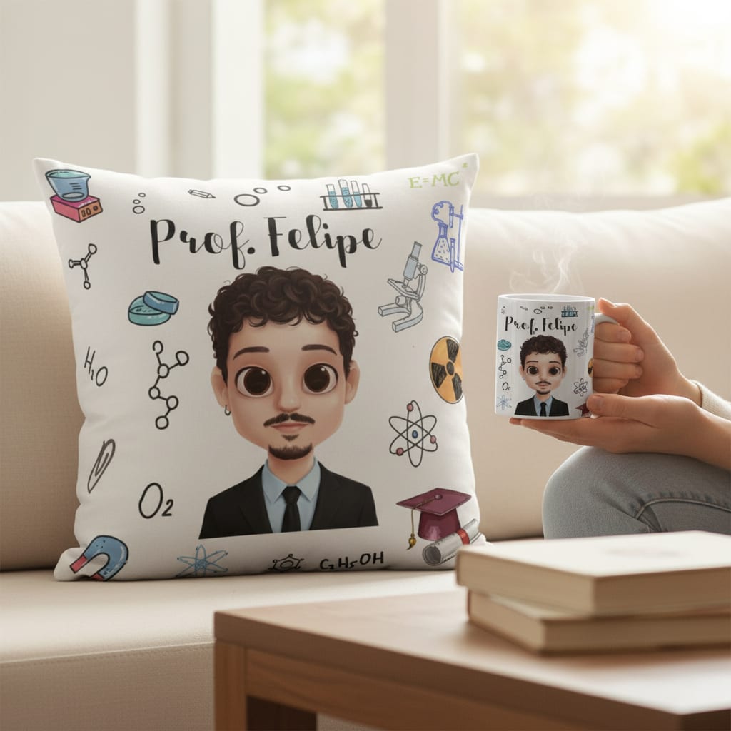 Kit Presente Químico Almofada Decorativa e Caneca Química