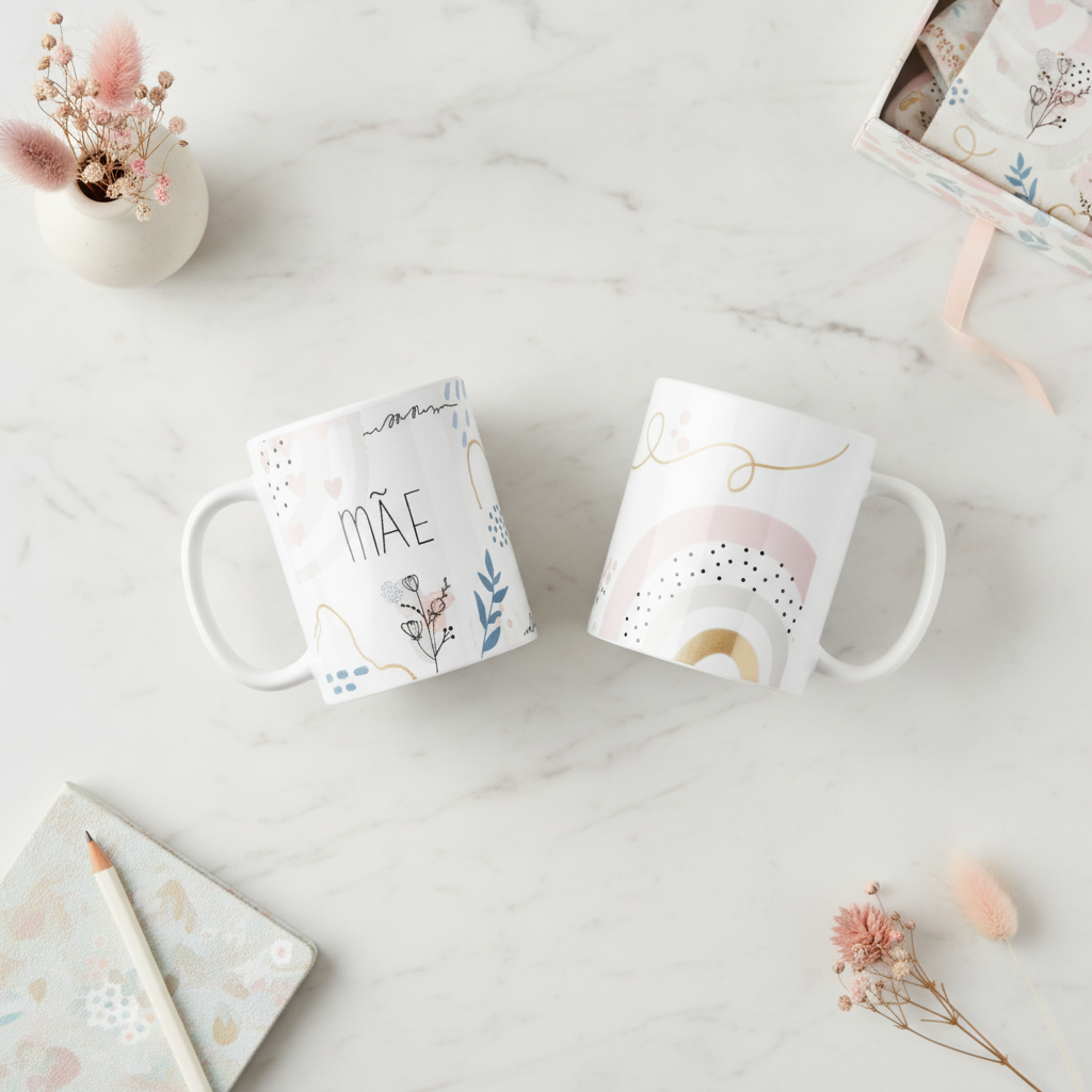 Caneca Personalizada Cerâmica Especial Minimalista Pai e Mãe