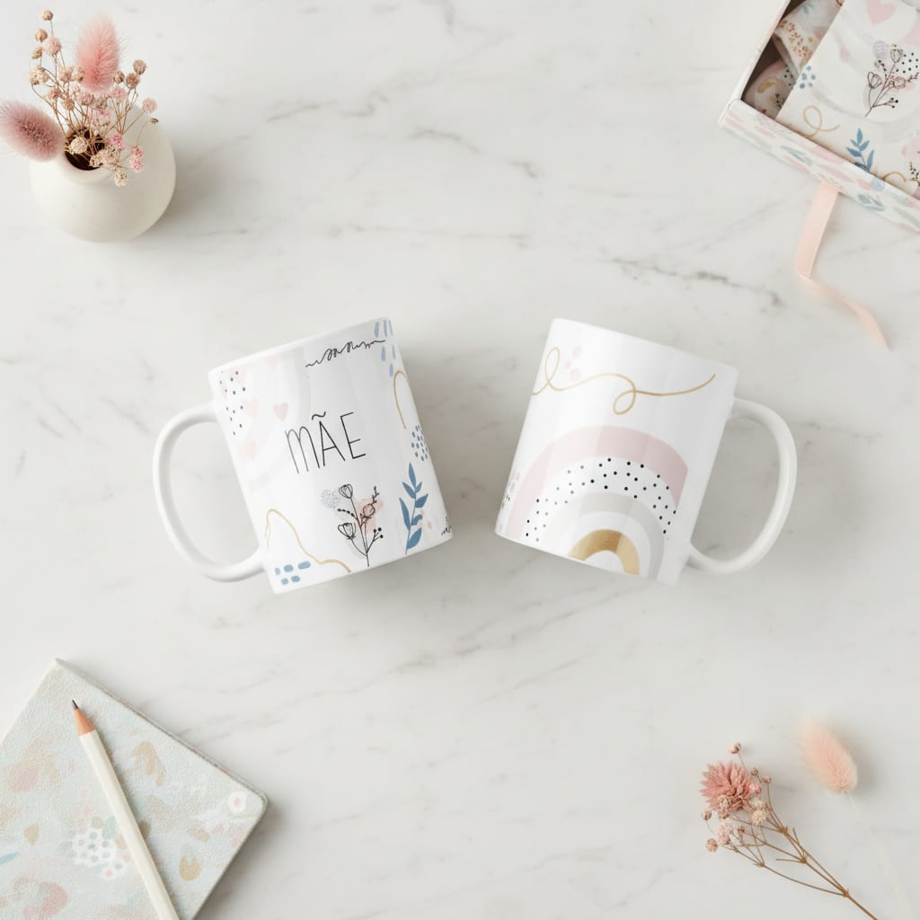 Caneca Personalizada Cerâmica Especial Minimalista Pai e Mãe