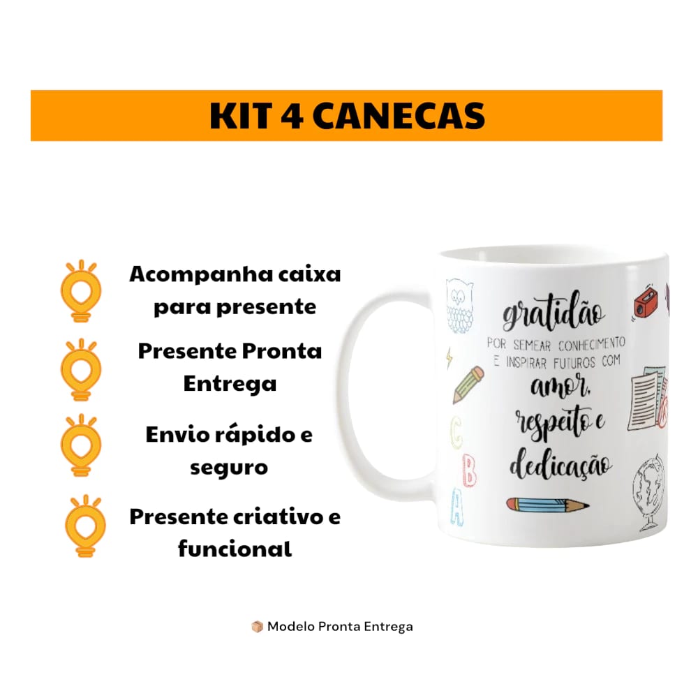 Kit 6 canecas Lembrancinhas Professor Canecas Personalizadas Agradecimento - Dia dos Professores (Professor(a))