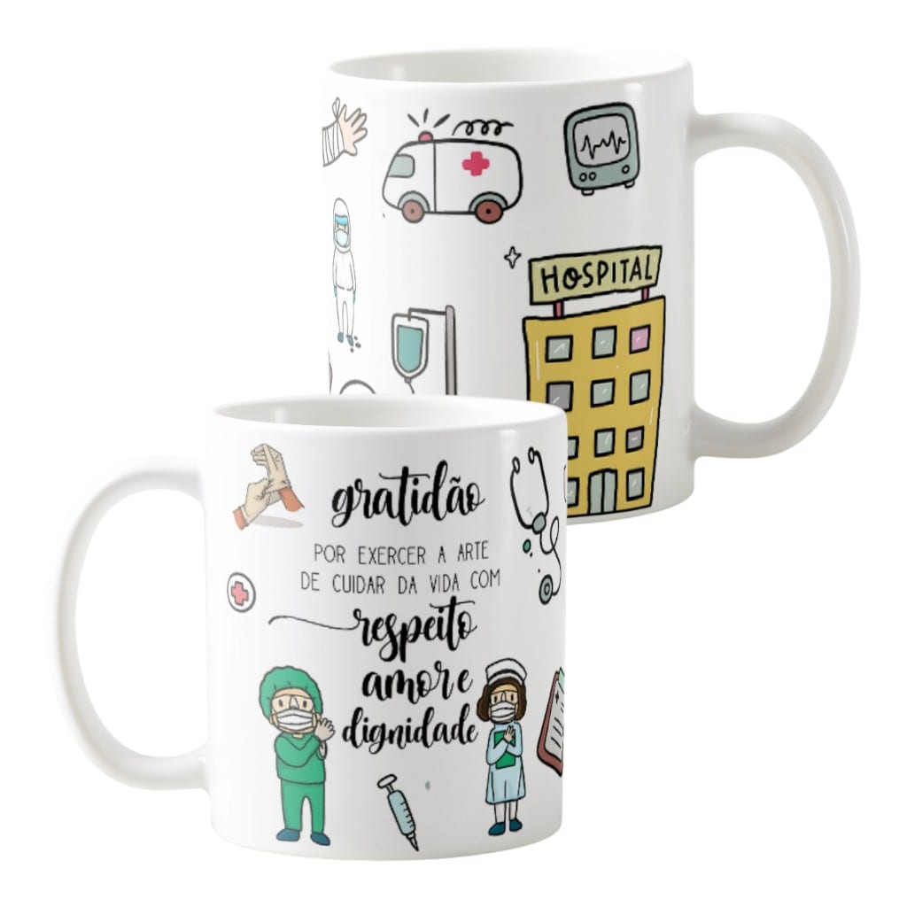 Kit Enfermagem Caneca e Almofada - Térmico