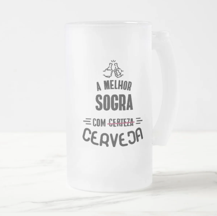 Copo De Cerveja Personalizado Presente Divertido Para Sogra Branco Fosco