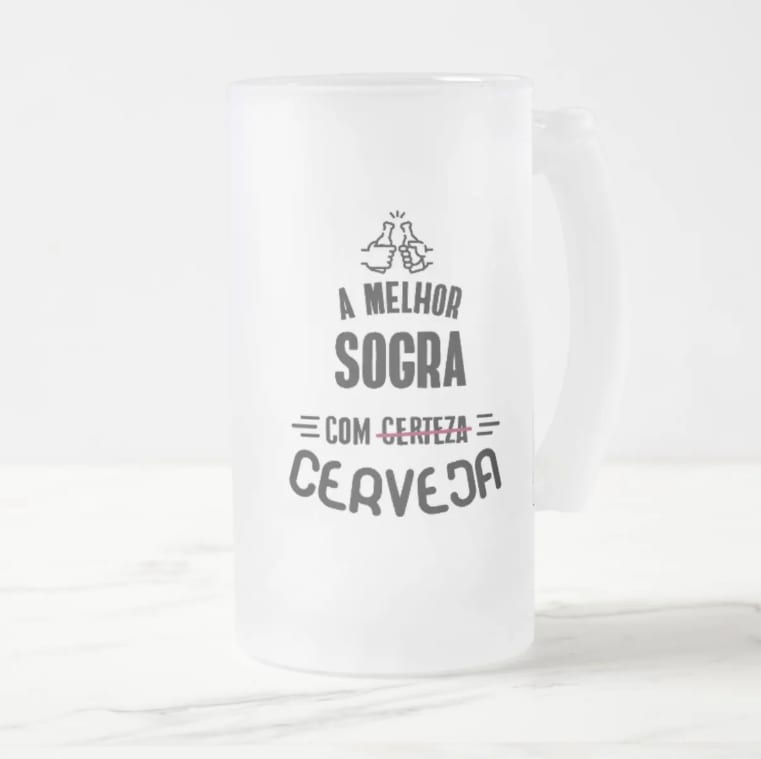 Copo De Cerveja Personalizado Presente Divertido Para Sogra Branco Fosco