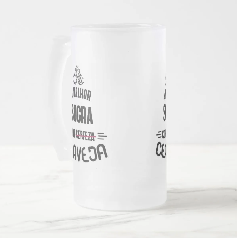 Copo De Cerveja Personalizado Presente Divertido Para Sogra Branco Fosco