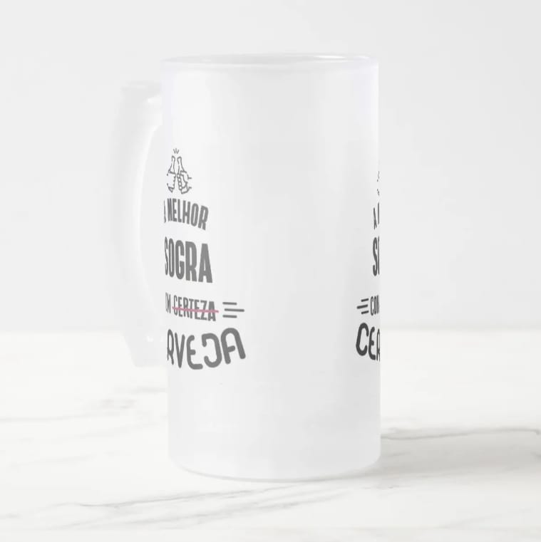 Copo De Cerveja Personalizado Presente Divertido Para Sogra Branco Fosco