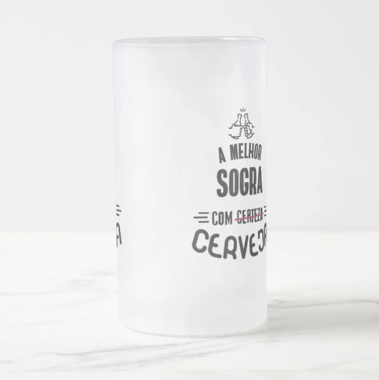 Copo De Cerveja Personalizado Presente Divertido Para Sogra Branco Fosco