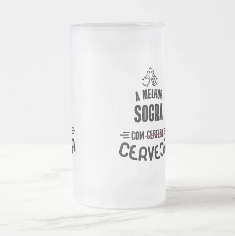 Copo De Cerveja Personalizado Presente Divertido Para Sogra Branco Fosco