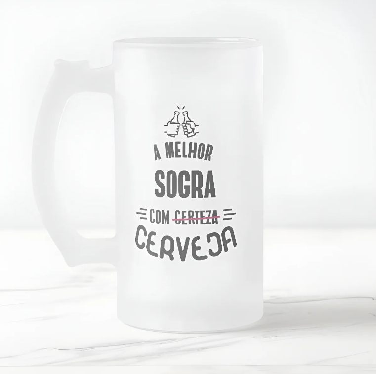 Copo De Cerveja Personalizado Presente Divertido Para Sogra Branco Fosco - Família (Sogra)