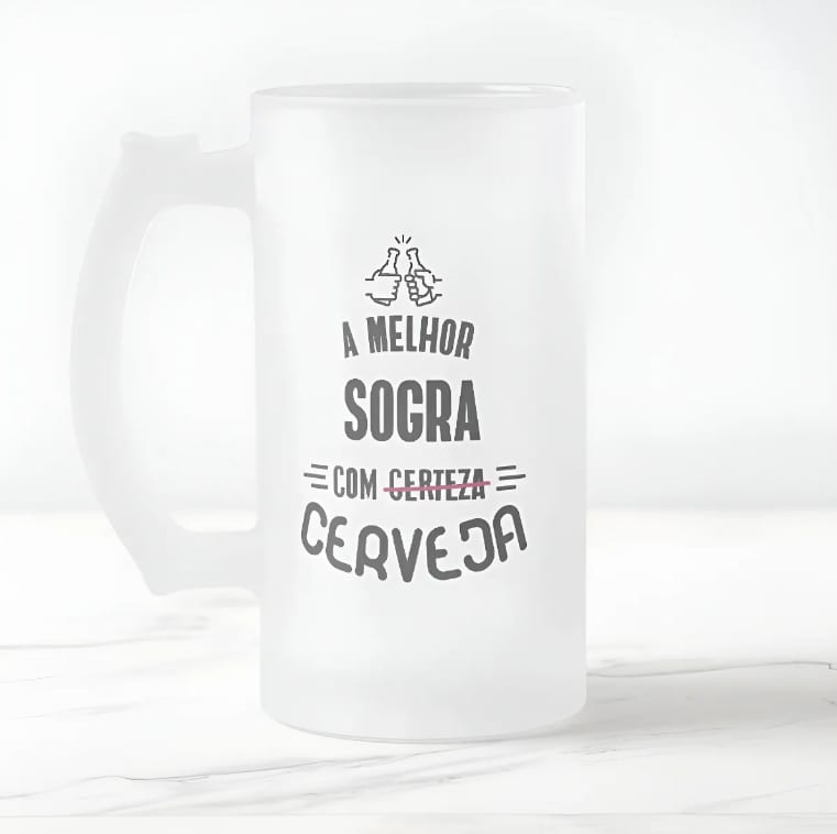 Copo De Cerveja Personalizado Presente Divertido Para Sogra Branco Fosco - Família (Sogra)