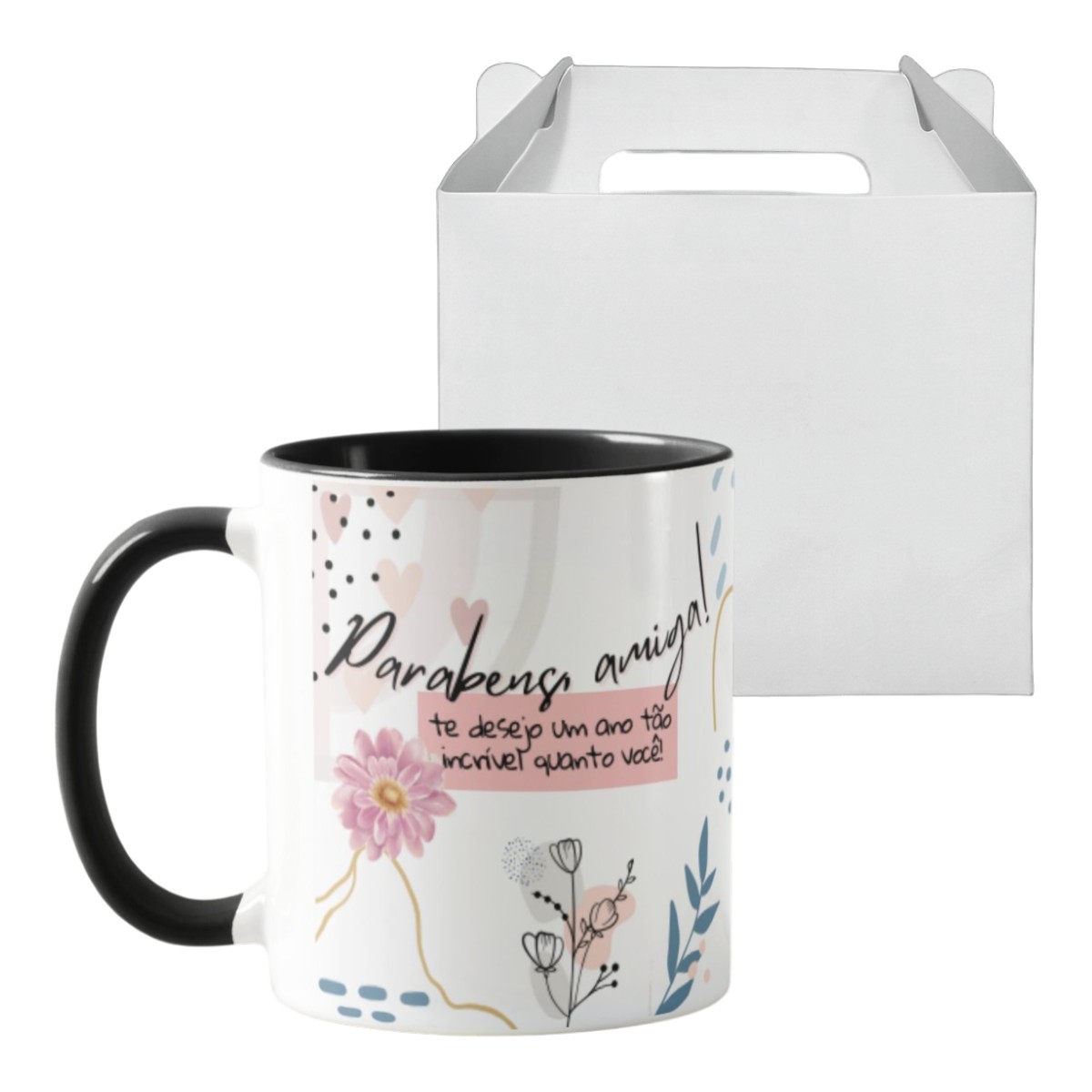 Caneca Cerâmica Preta Mulheres Personalizada Lembrança Feminina Preto Aniversário Amiga - Outros (Aniversário)