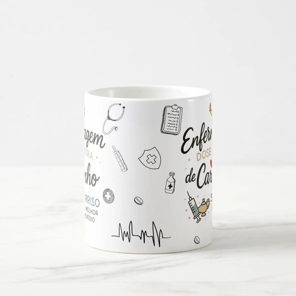 Kit 4 Canecas Enfermeiras Presente Homenagem Dia Enfermeiros Branco Carinho Enfermagem