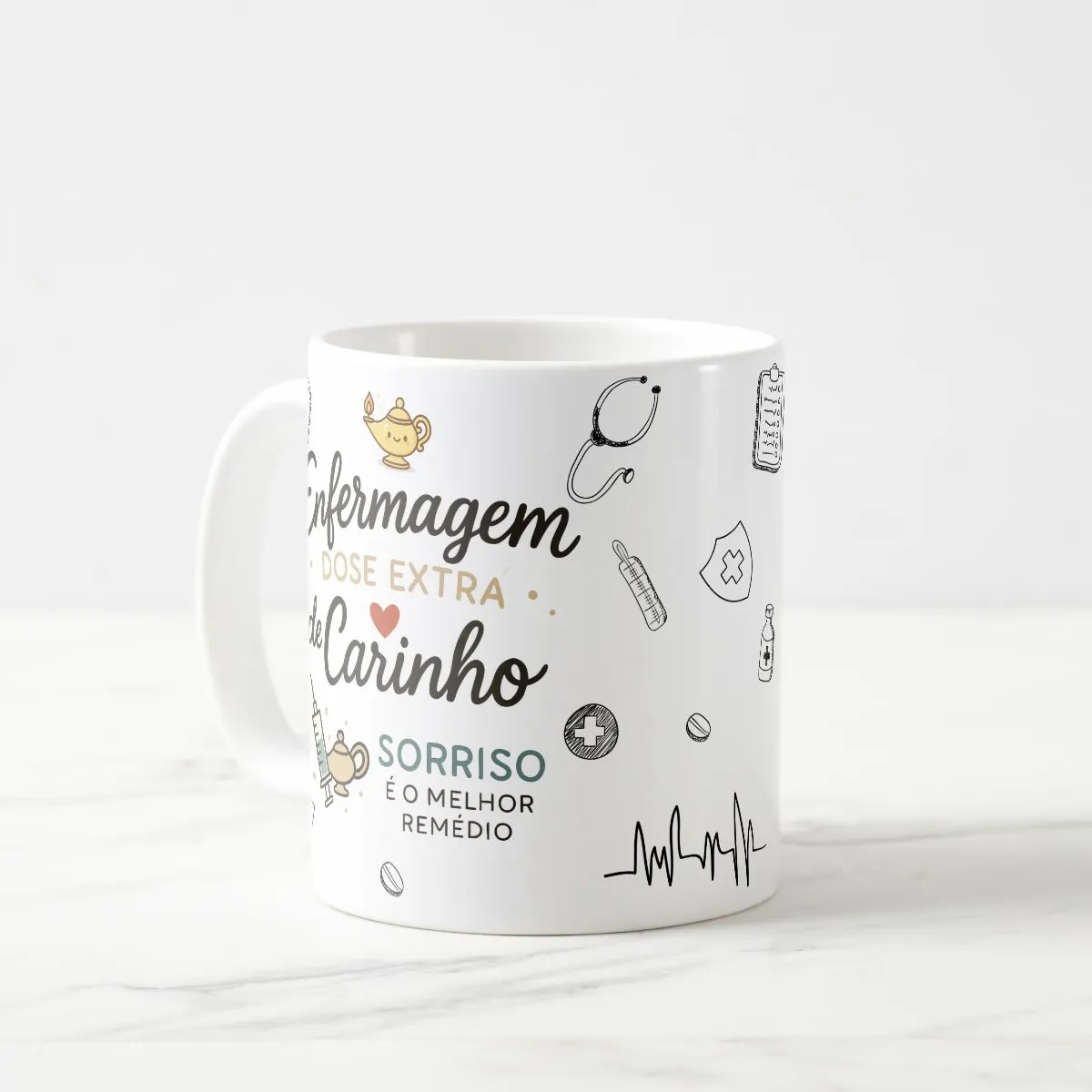 Kit 4 Canecas Enfermeiras Presente Homenagem Dia Enfermeiros Branco Carinho Enfermagem