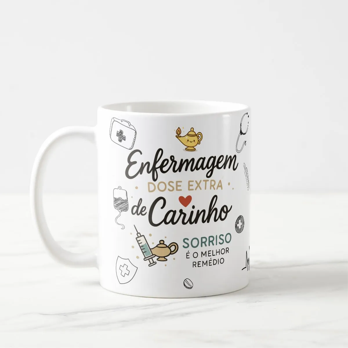 Kit 4 Canecas Enfermeiras Presente Homenagem Dia Enfermeiros Branco Carinho Enfermagem