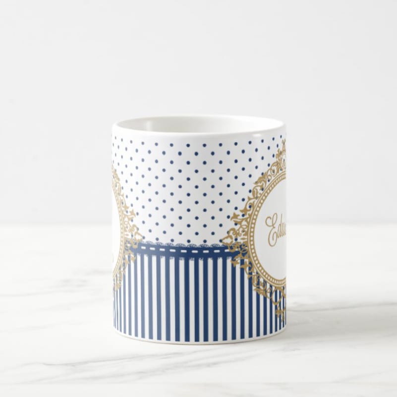 Caneca Batizado Azul Marinho Brasão com Nomes Personalizados
