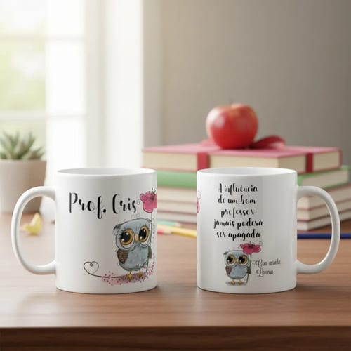 Caneca Personalizada Agradecimento Professora com Nome Aluno - Dia dos Professores (Professor(a))